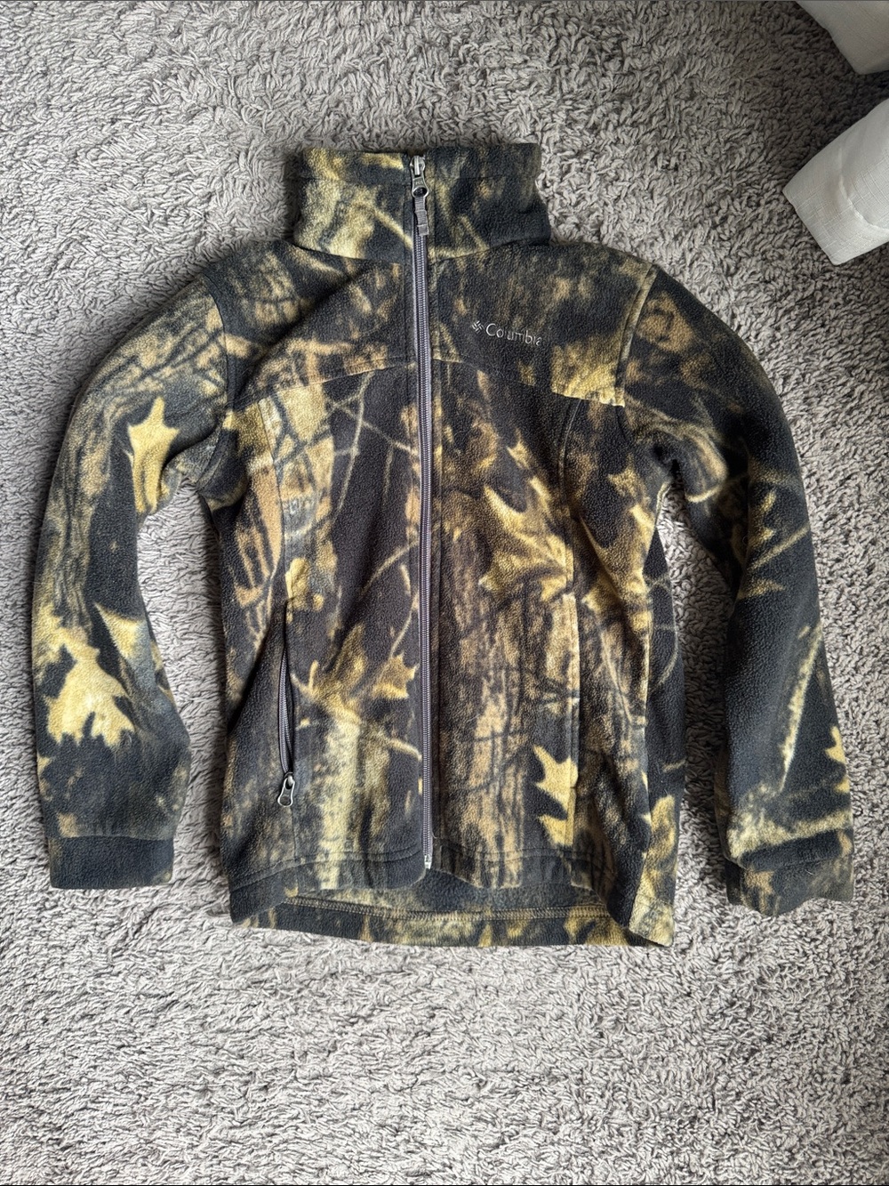 Columbia Black & Yellow Leaf Camo Fleece Jacket